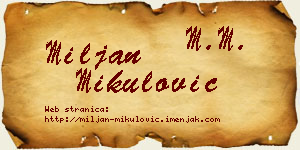 Miljan Mikulović vizit kartica